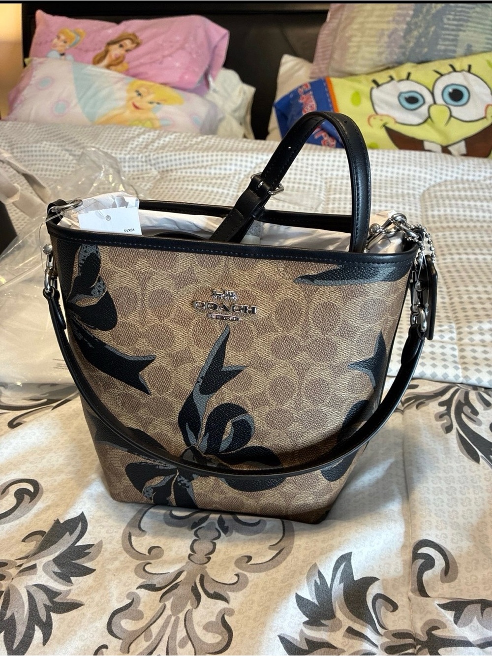 Coach Signature Bow Print City Bucket Bag